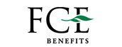 The FCE Benefits logo in black text with a green leaf graphic integrated into the letter E.
