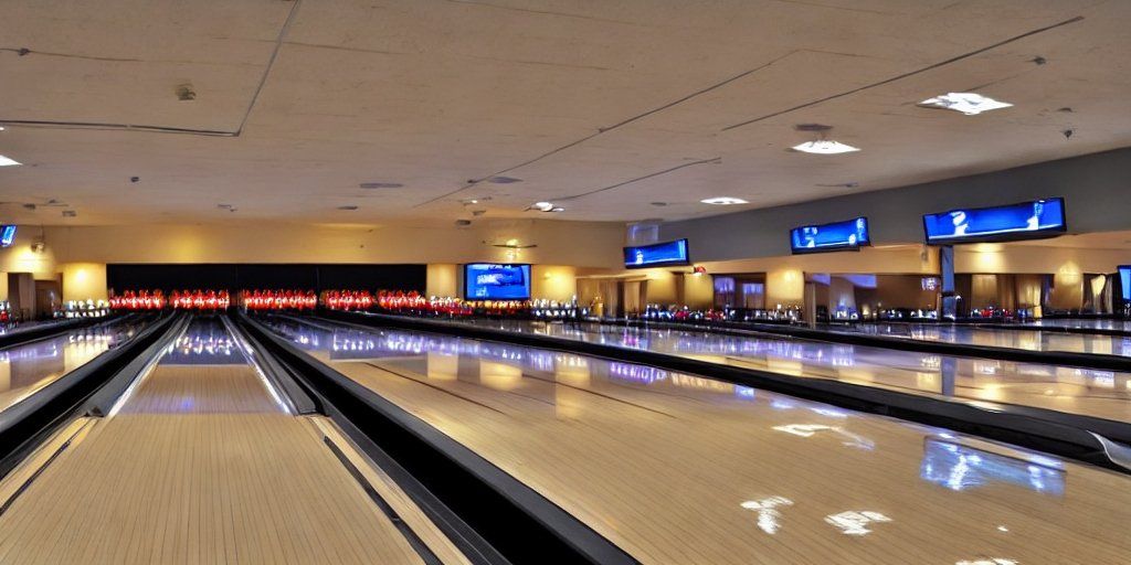 A bowling alley with a lot of bowling lanes