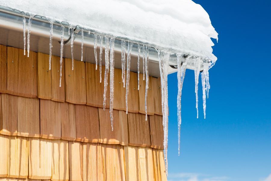 Ice dams forming on a roof