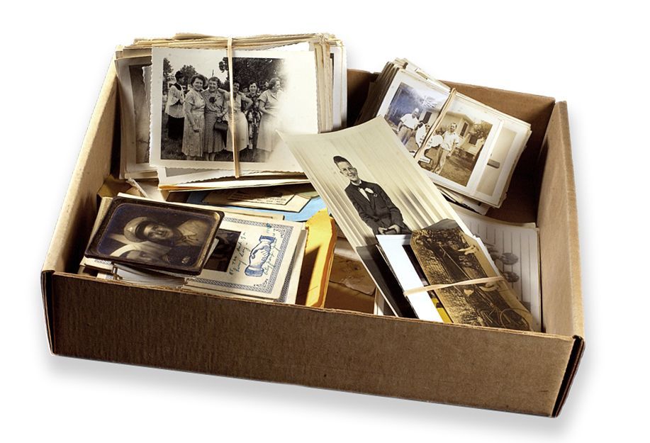 Film scans, film strips on a table