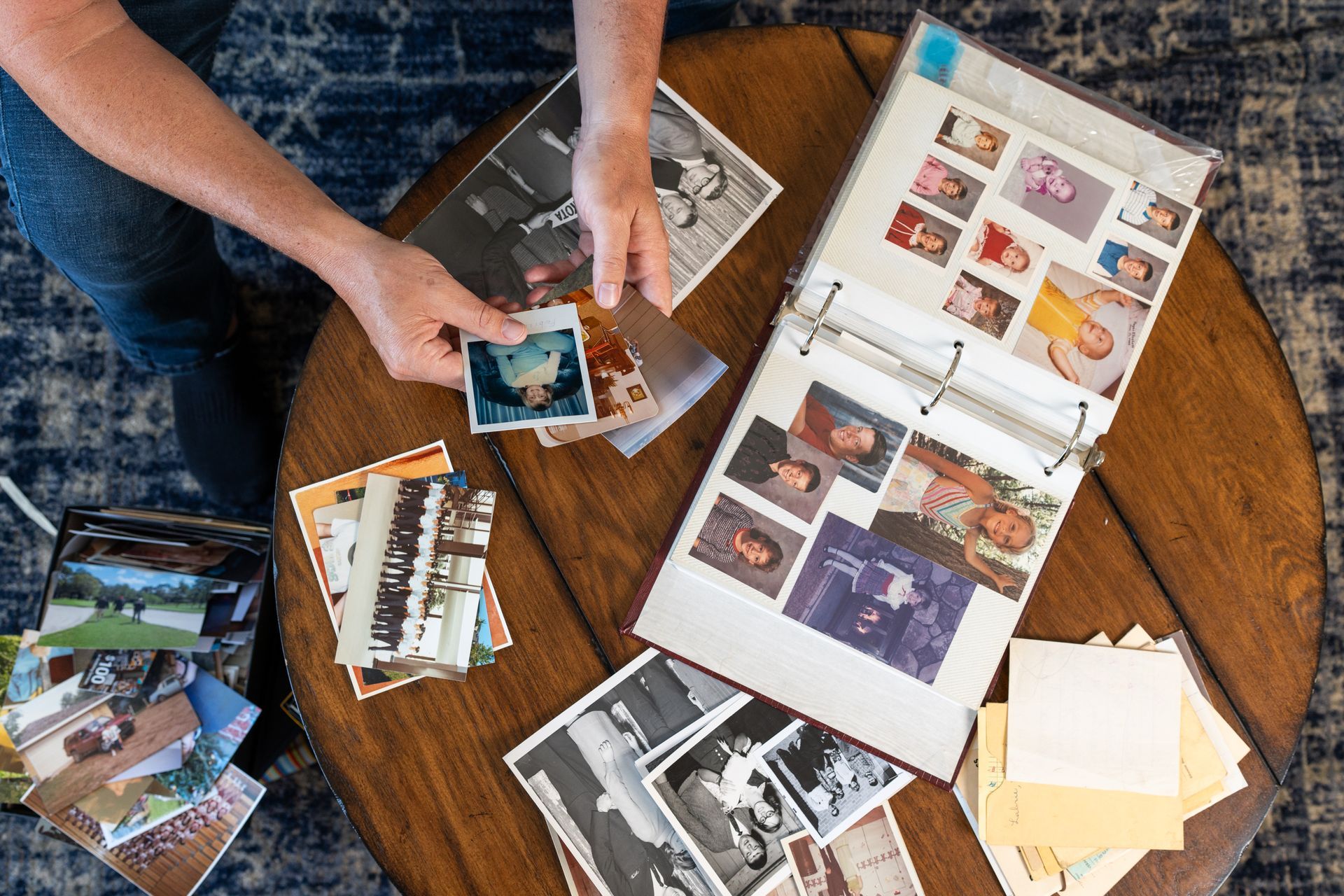 Film scans, film strips on a table