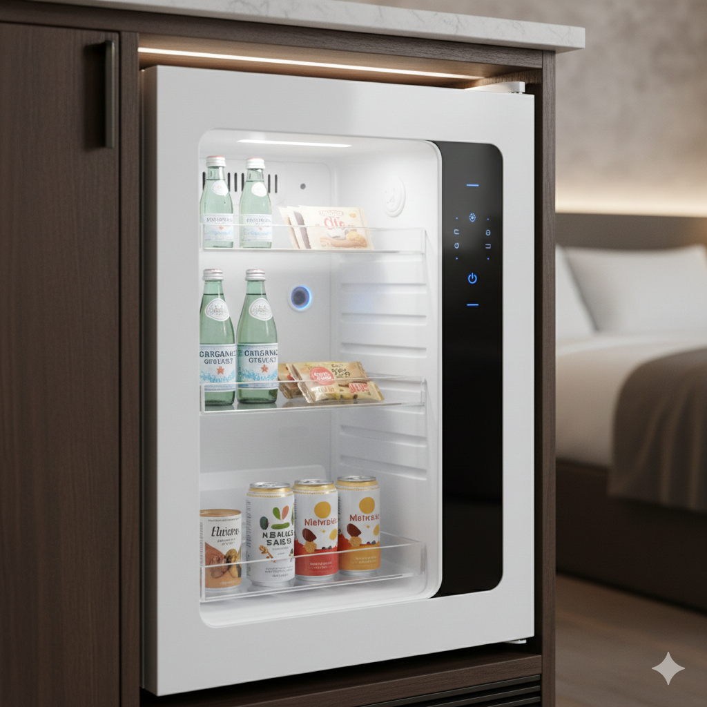 A modern outdoor spa area with a circular glass-walled pool surrounded by light wood walls and a wooden deck.