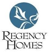The regency homes logo is a blue circle with a bird in it.