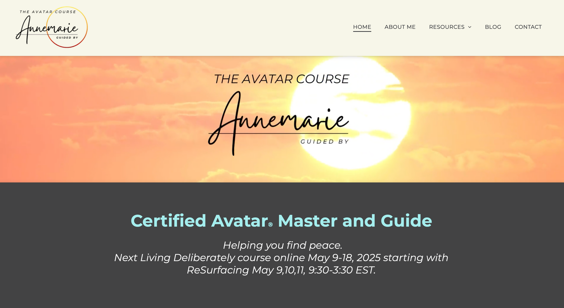 The Avatar Course guided by Annemarie website screenshot.