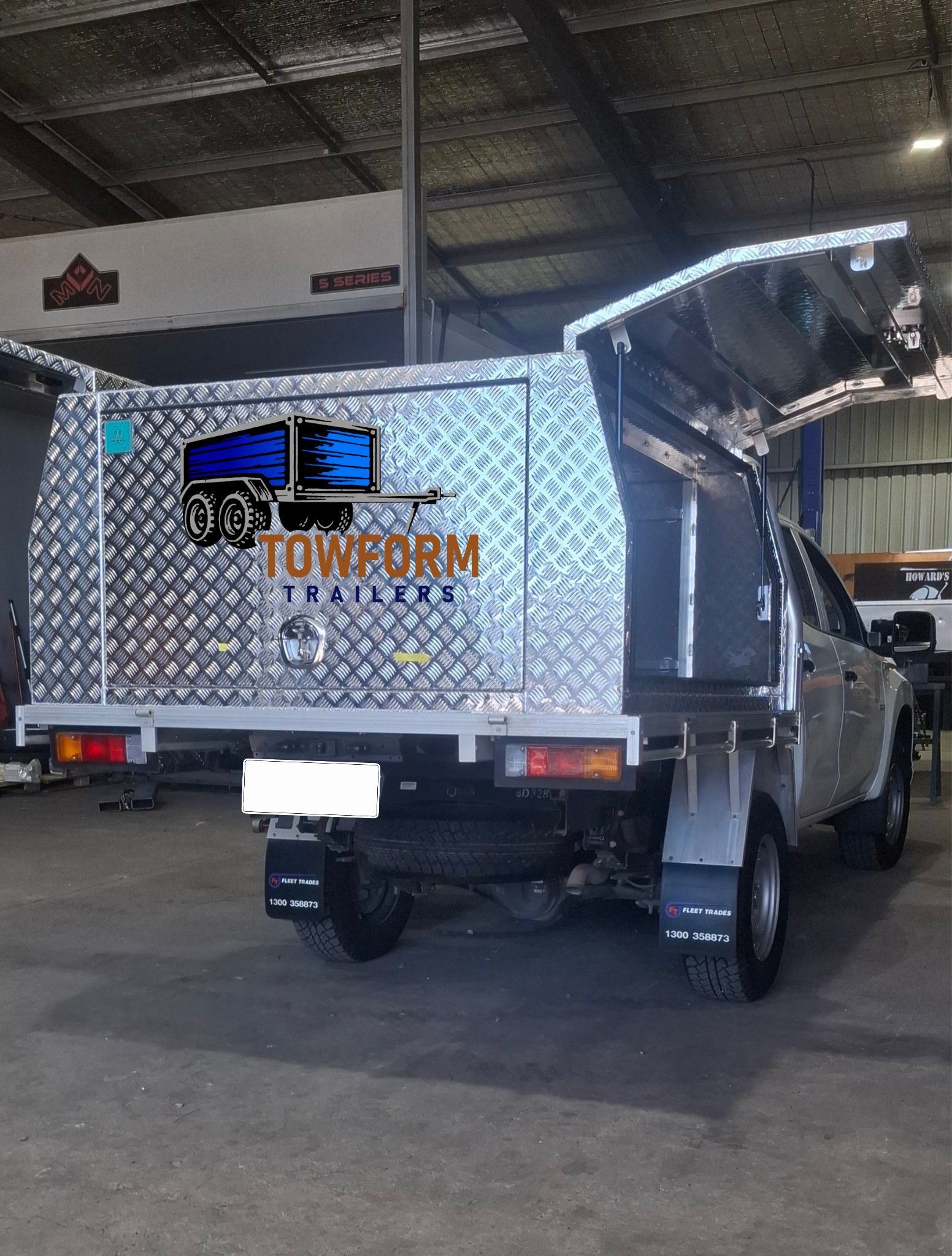 Silver Truck Bed With Diamond Plate Aluminum Canopy — Towform Trailers in Brocklehurst, NSW