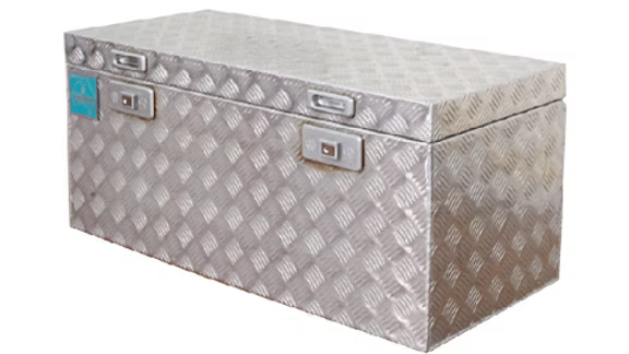Diamond-plated Aluminum Tool Box With Latches and Hinges — Towform Trailers in Brocklehurst, NSW