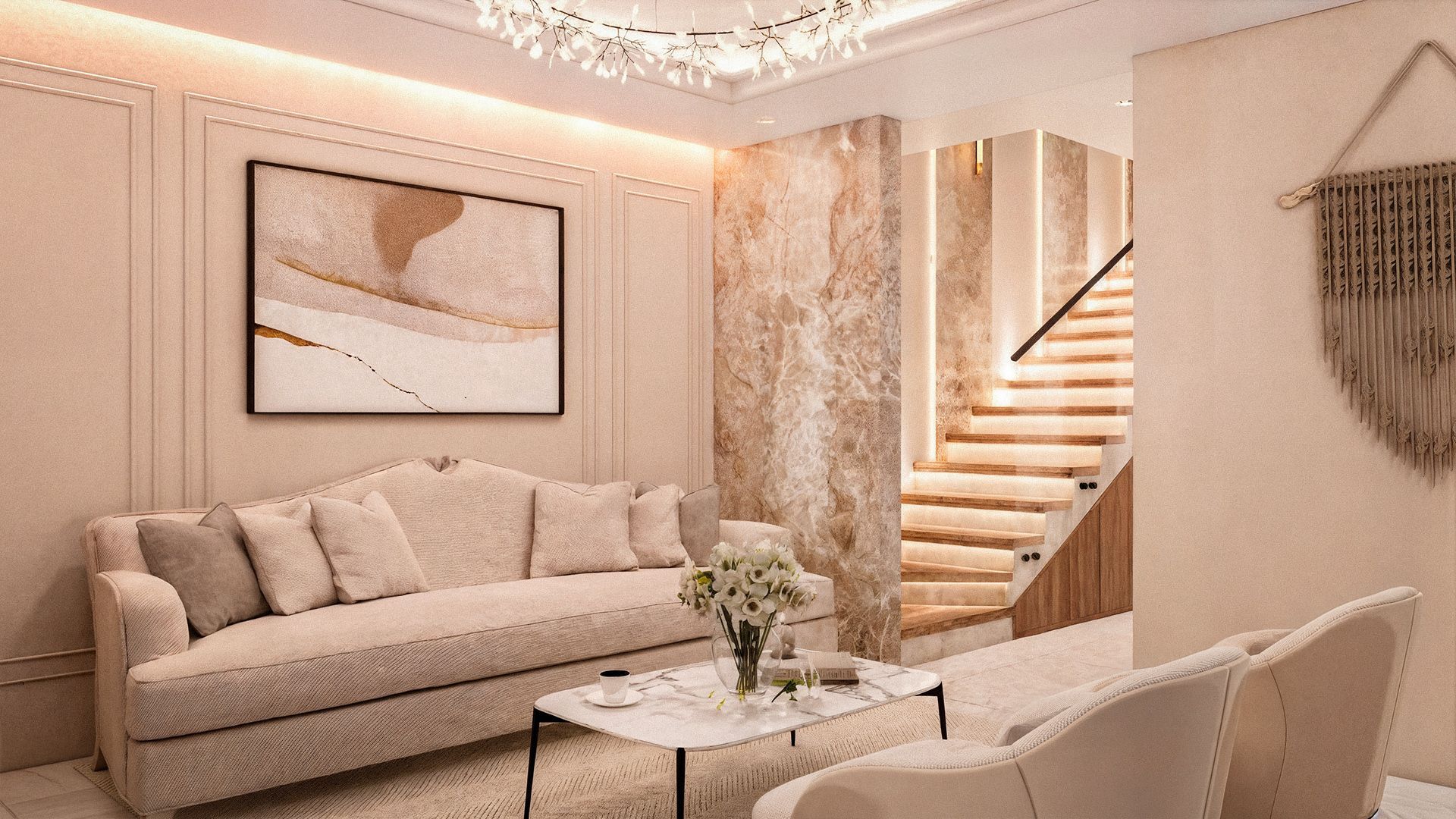 Sala con iluminación en plafones