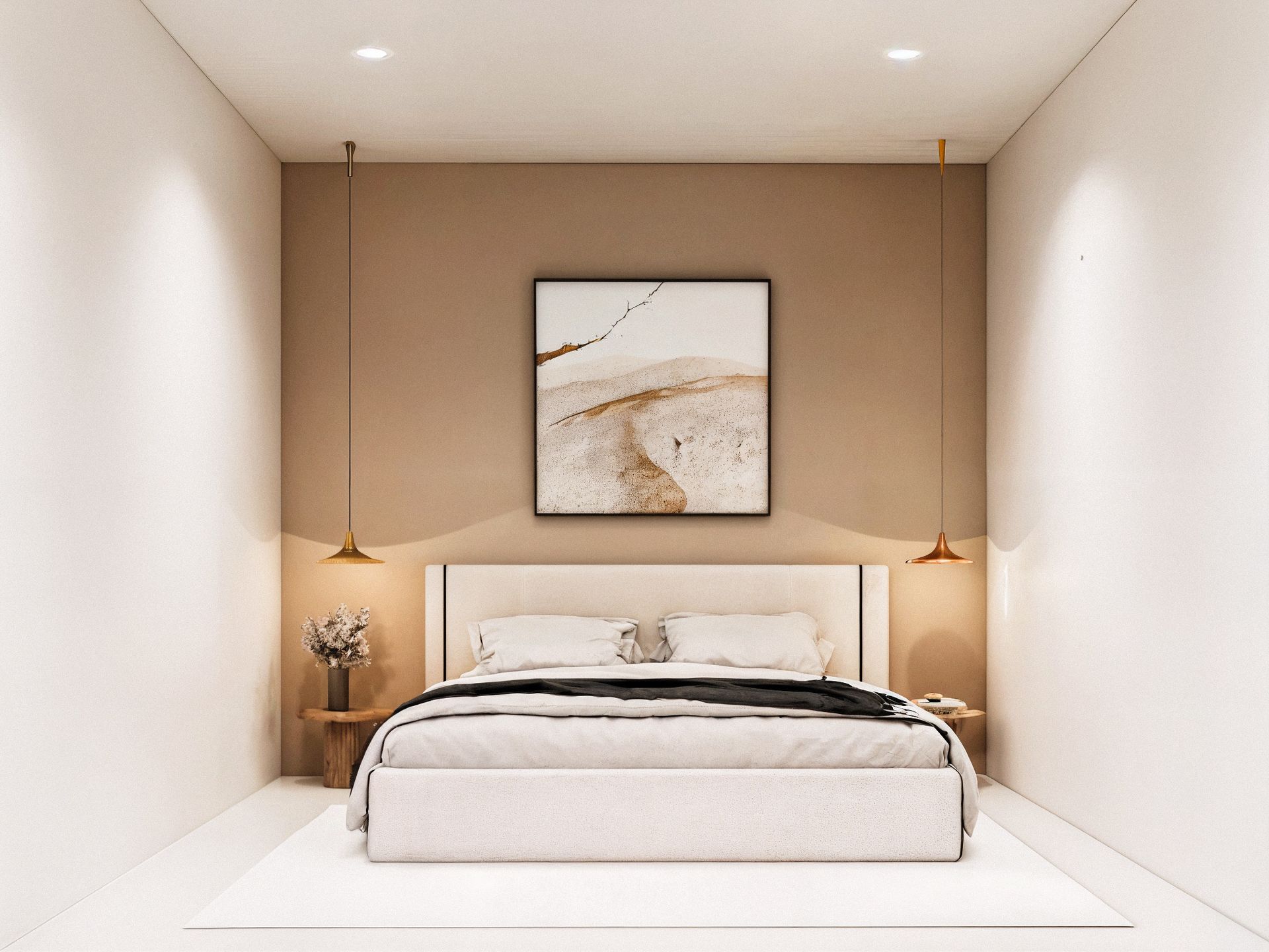 Recamara estilo clásico moderno neutro