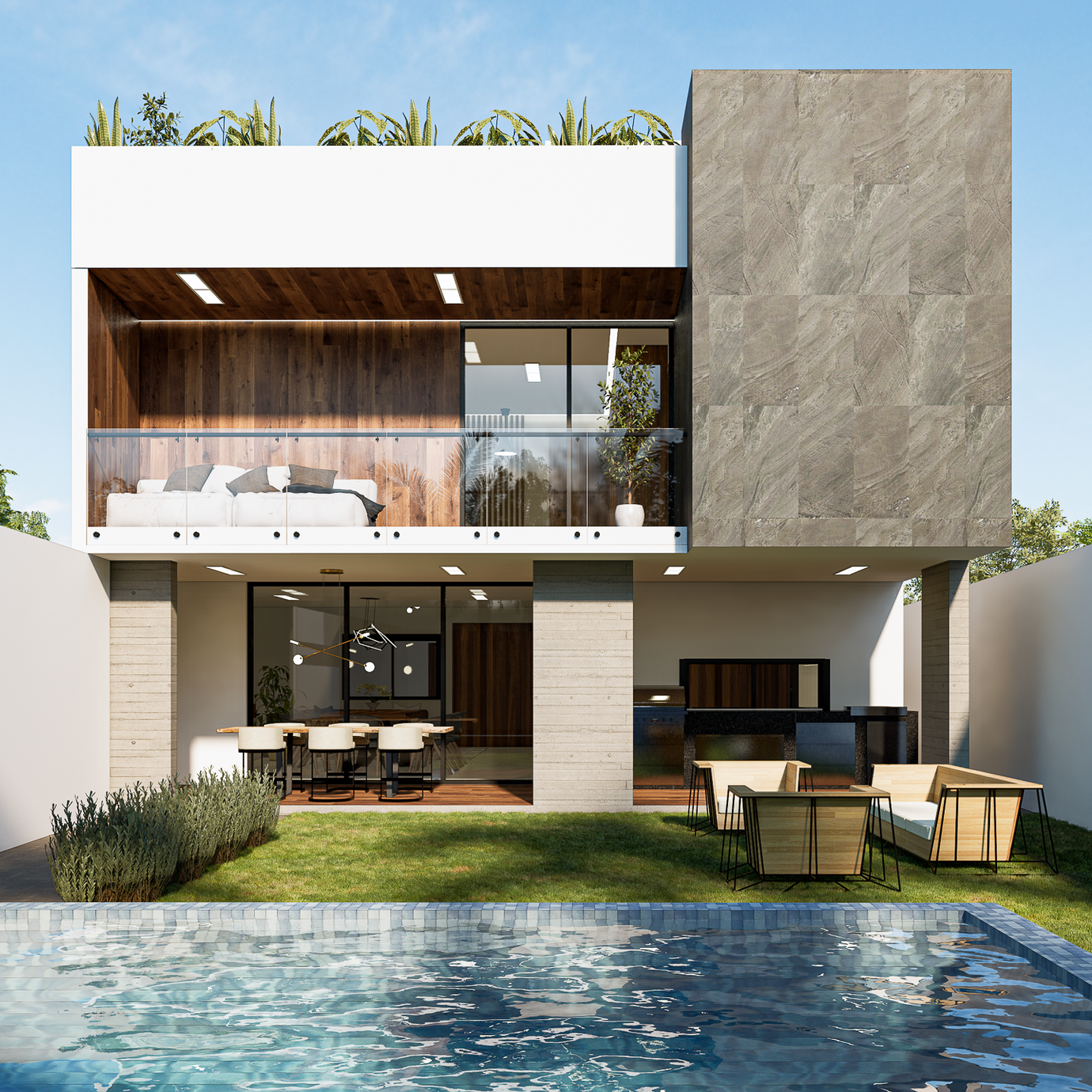 Diseño exterior de casa campo - OHMS ARQUITECTURA -