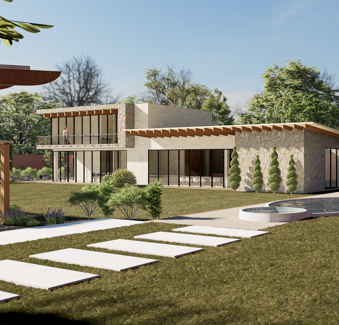 Diseño exterior de casa campo - OHMS ARQUITECTURA -