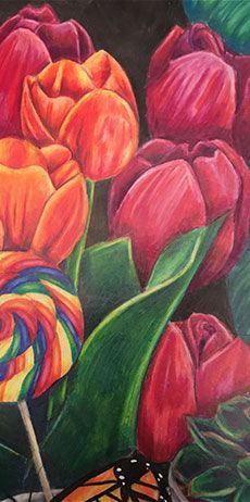 Catherine's art, a painting of tulips