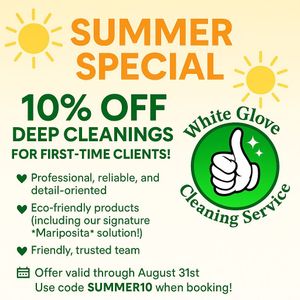 A memorial day special for white glove cleaning services