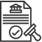 An icon of a document with a stamp and a check mark.