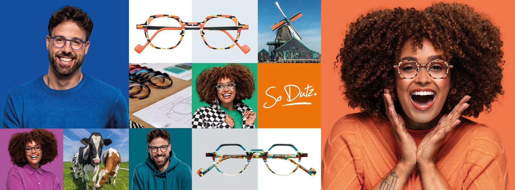 DUTZ Eyewear uni bril voor dames en heren met speelse kleurdetails