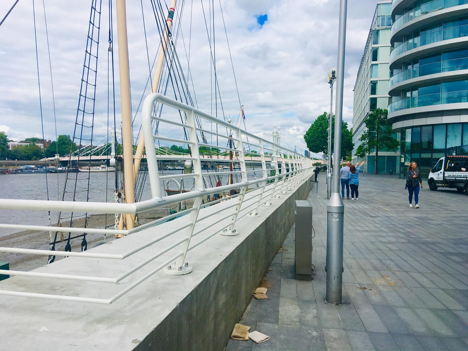 Architectural steel bridge and balustrade – precision metalwork project in London riverside area