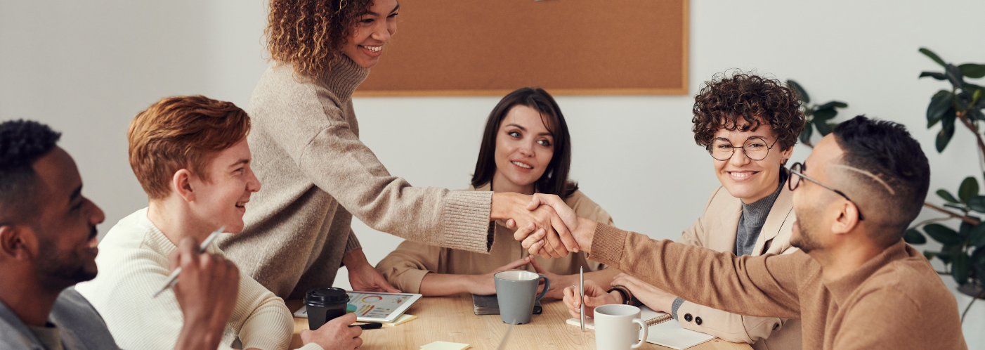 Team meeting at a table 