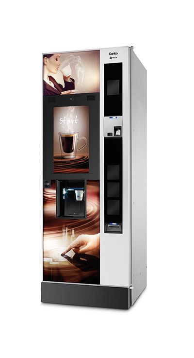 Distributore automatico con al centro l'immagine di una tazza 