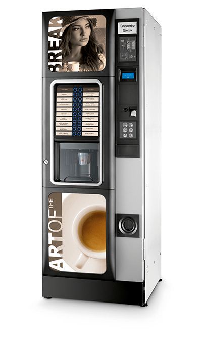 Distributori automatici con immagine caffe e donna