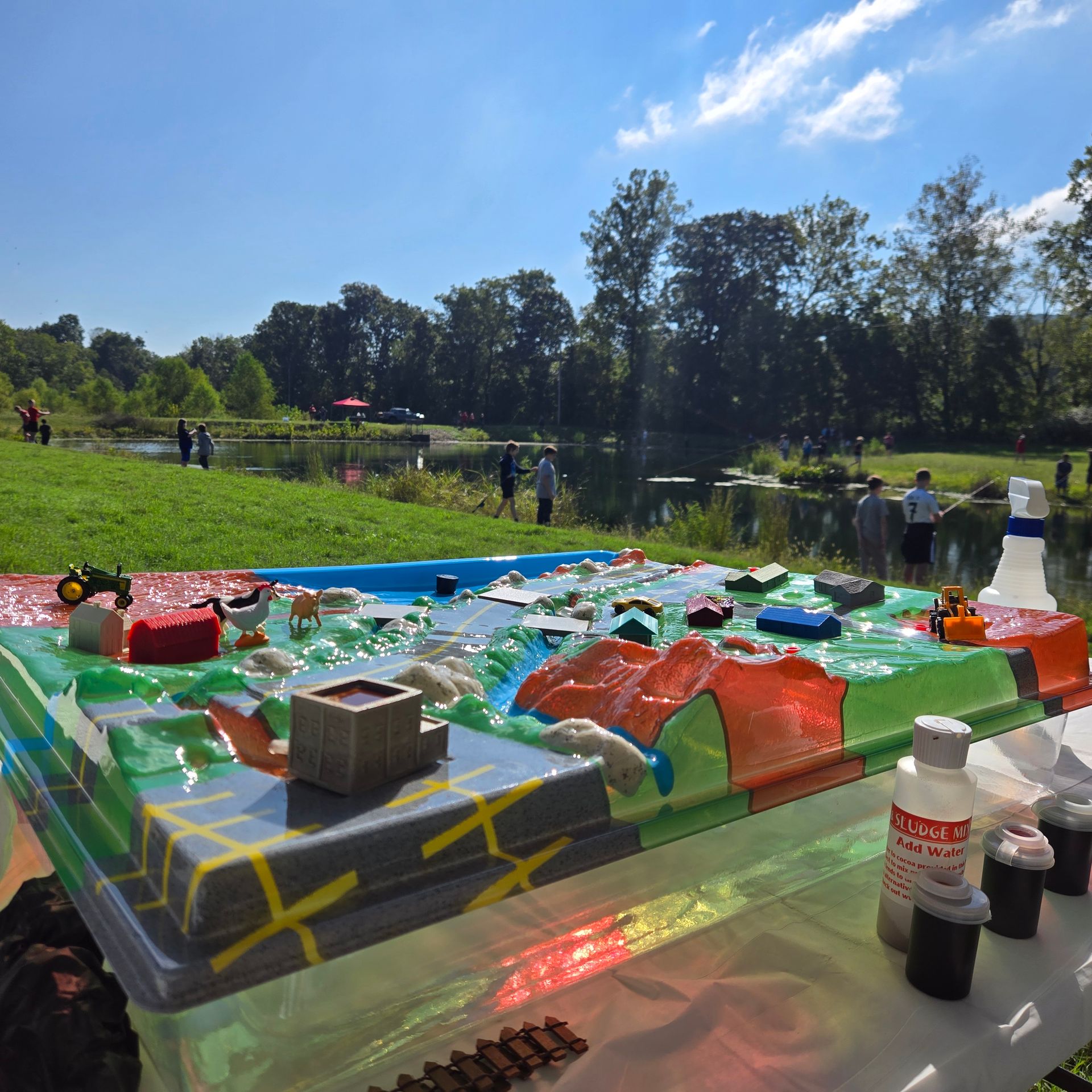 close up of plastic watershed table