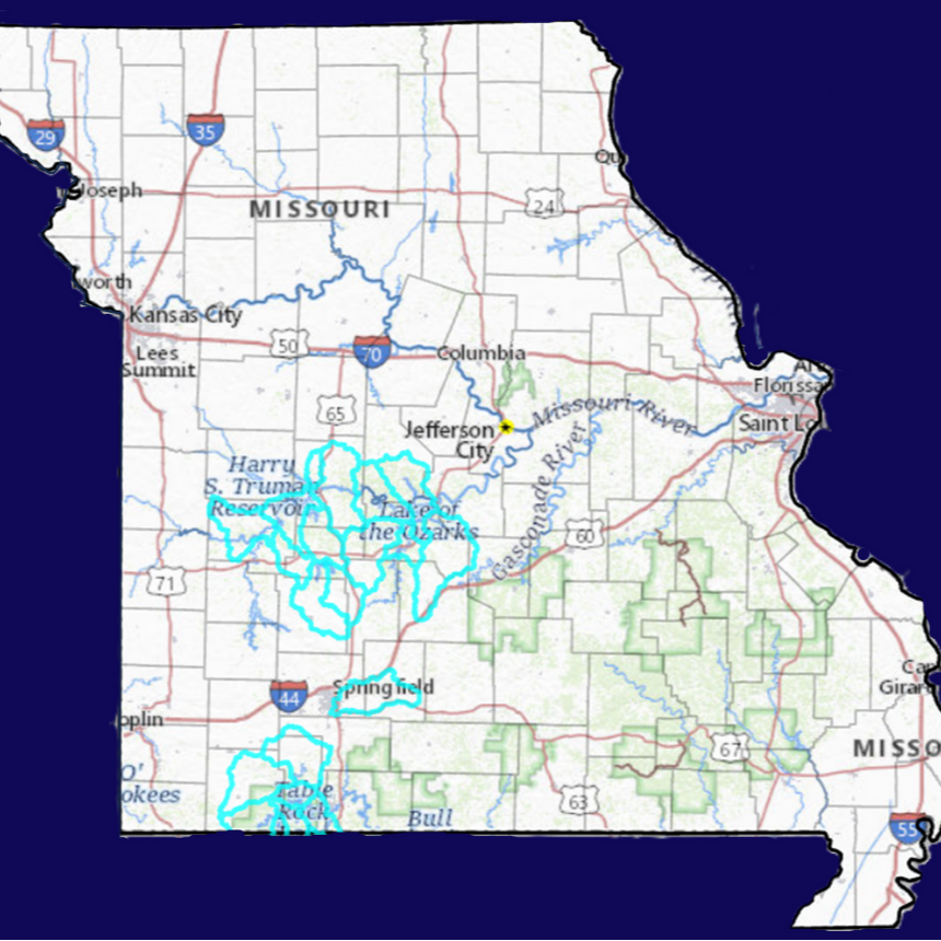 map of program area in missouri