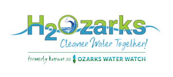 A logo for h2ozarks cleaner water together