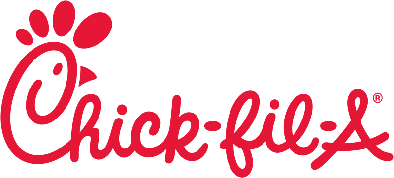 The chick-fil-a logo is red and white on a white background.