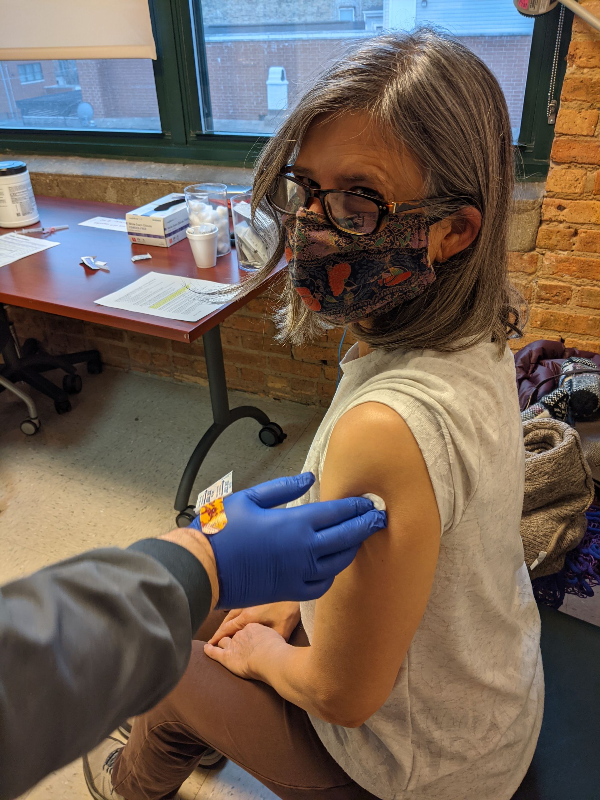 Dr. Amy getting the covid vaccine