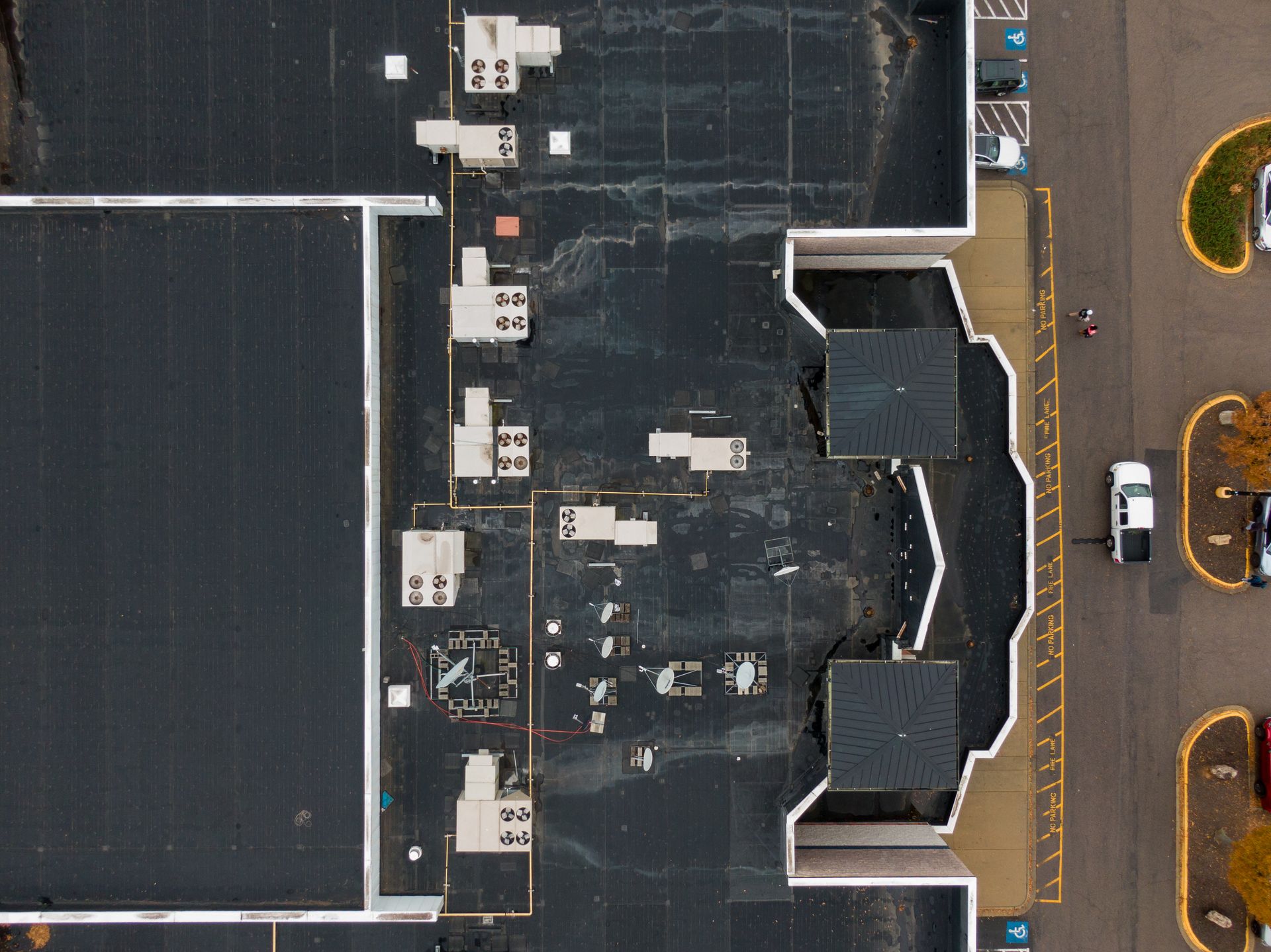 commercial roof looking down