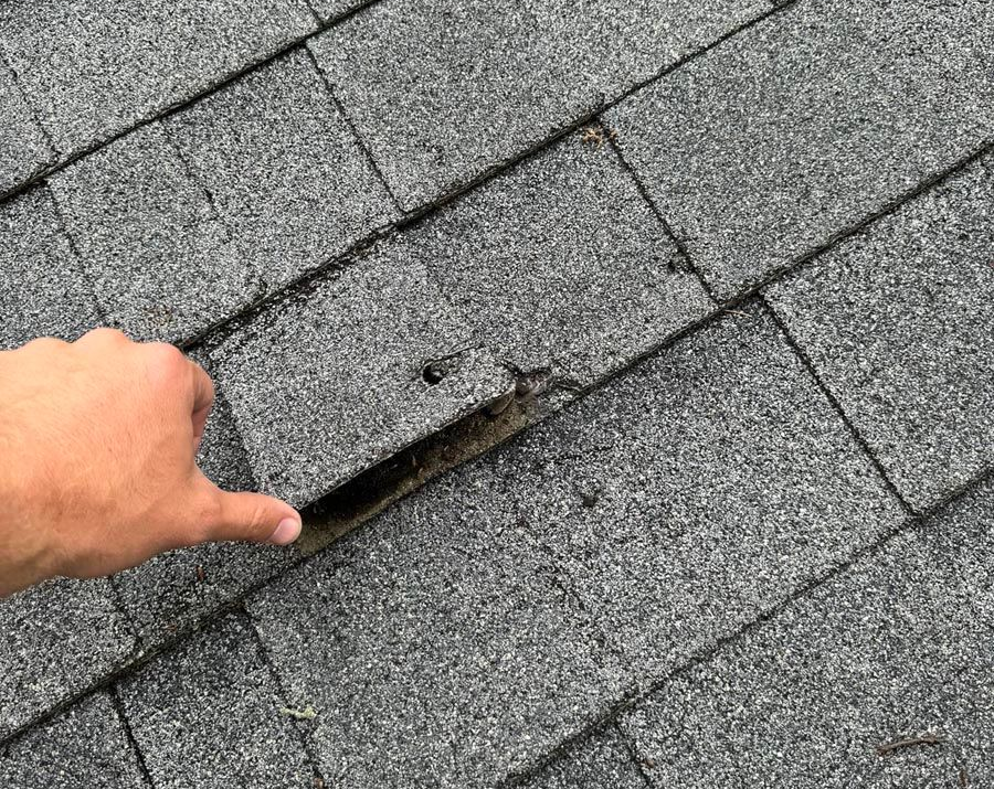 impact damage on a roof