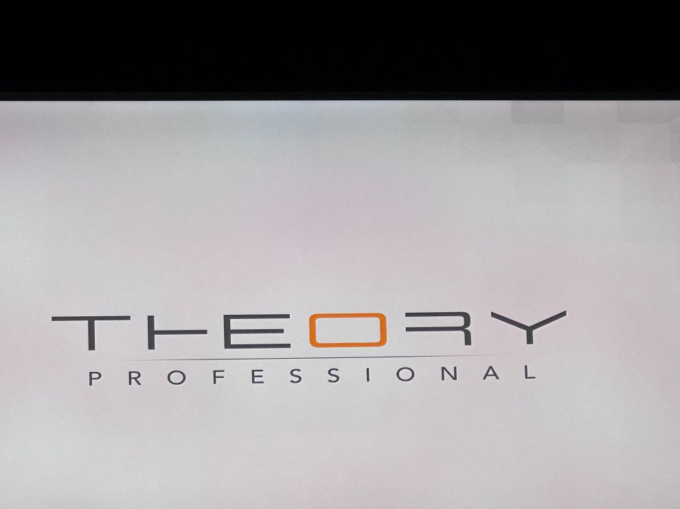 A close up of the theory professional logo