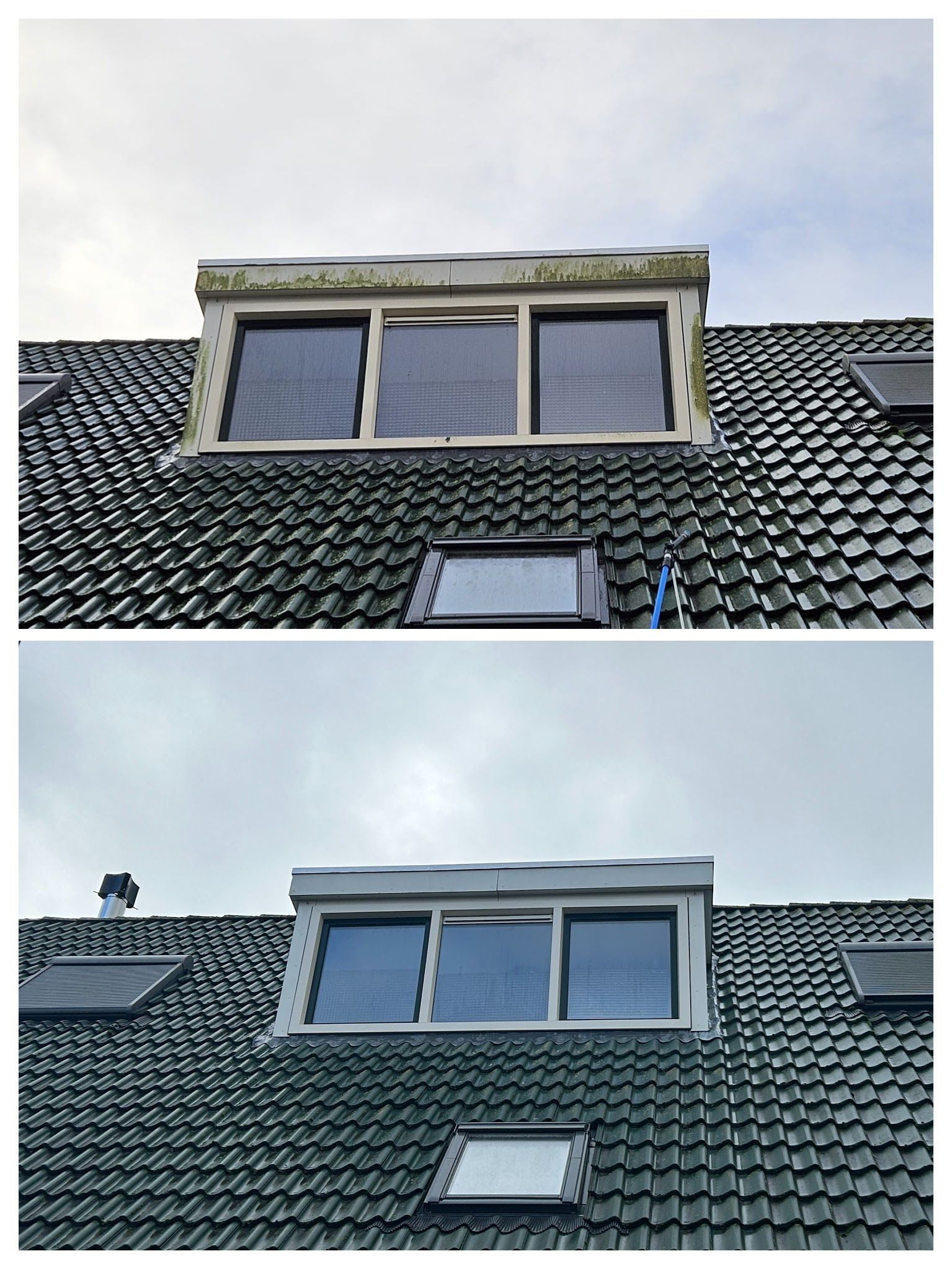 dakkapel reiniging in Zwolle verwijdering van algen en groen aanslag