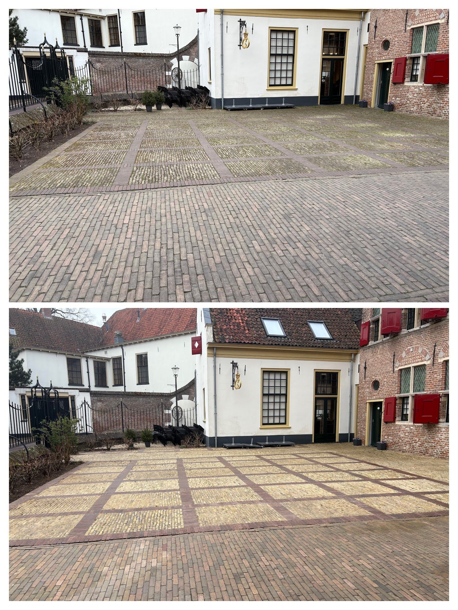 straatwerk reinigen van terras Bakkerij Museum Hattem