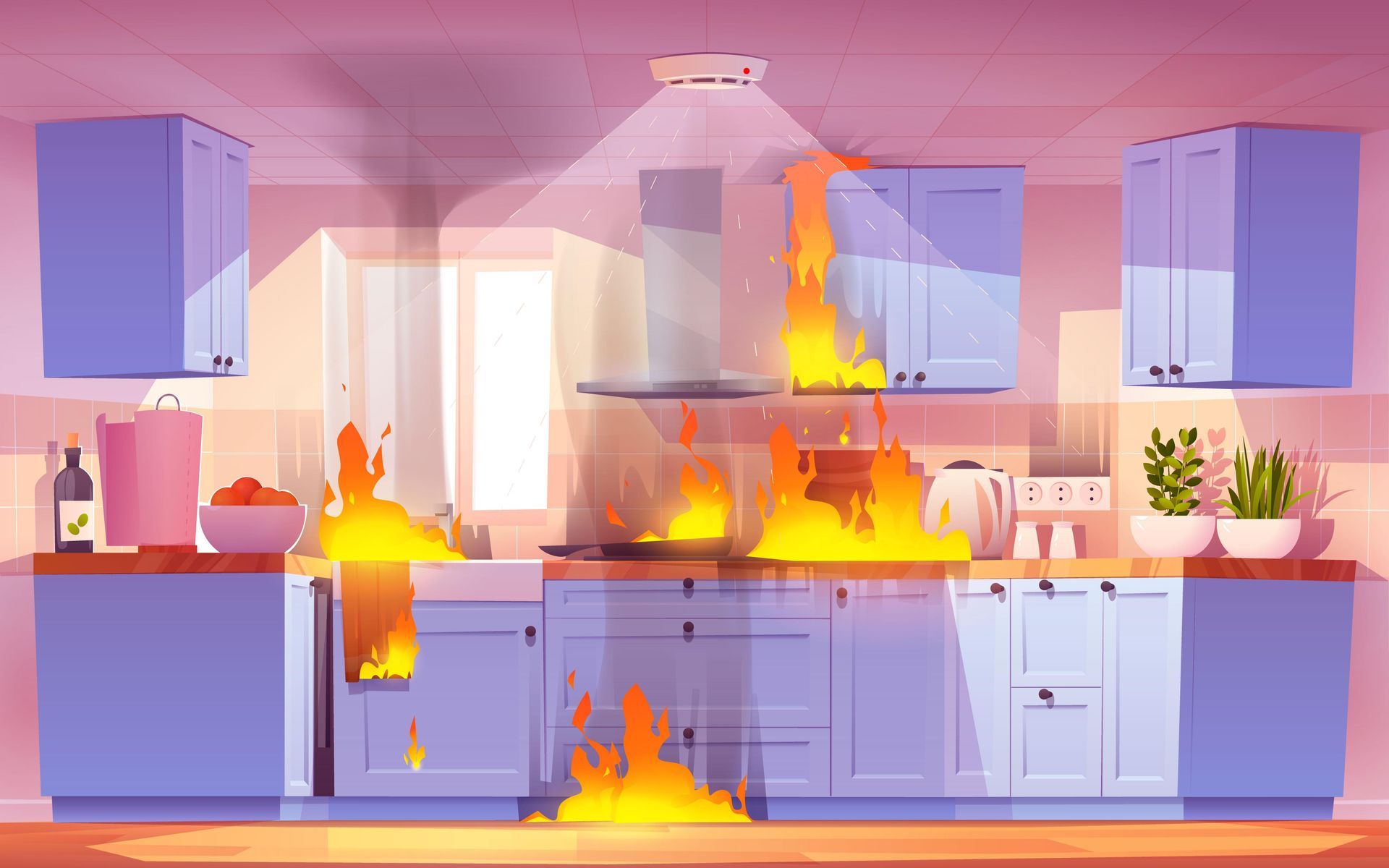 kitchen fire cause major fire damage 