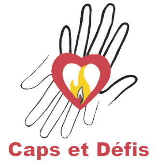 Un logo pour caps et défis avec un cœur et une bougie