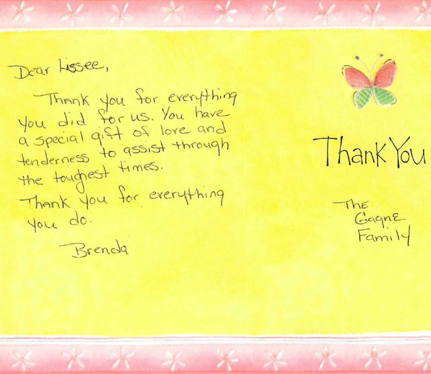 letter review sent to funeral home