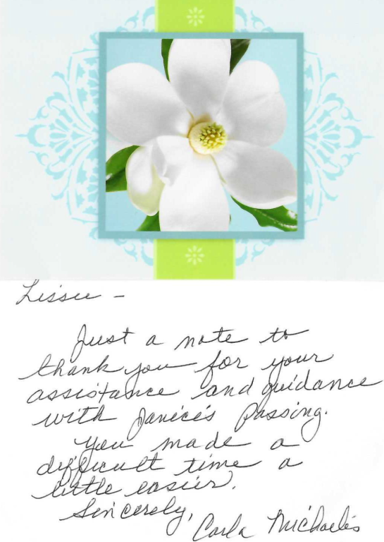 letter review sent to funeral home