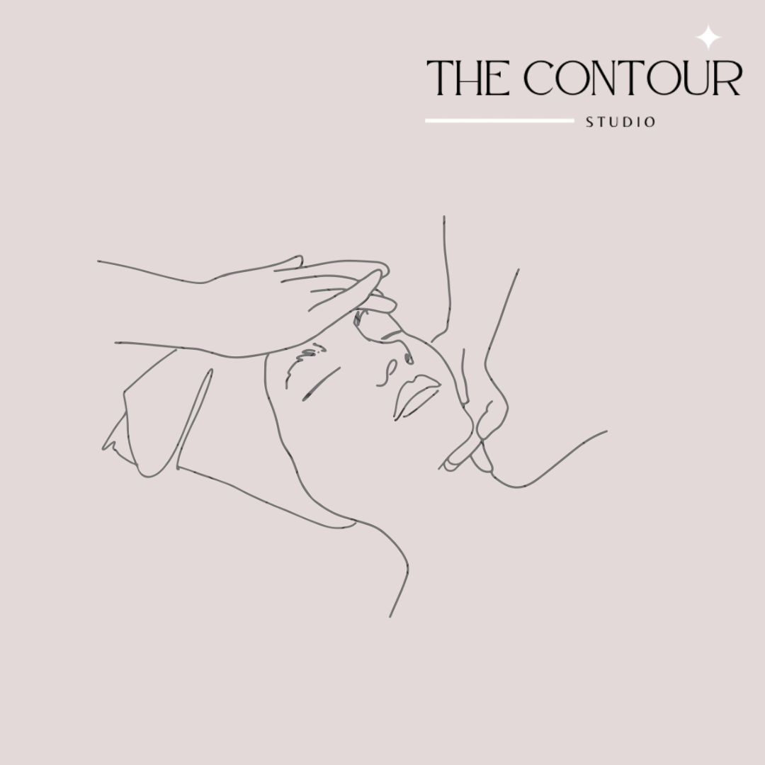 A line drawing of a woman laying down with her eyes closed.