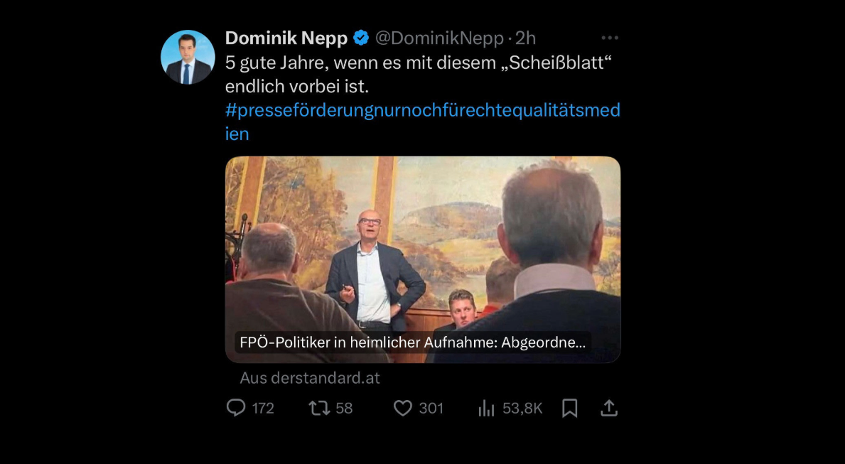 Screenshot von Dominik Nepps Beitrag auf 