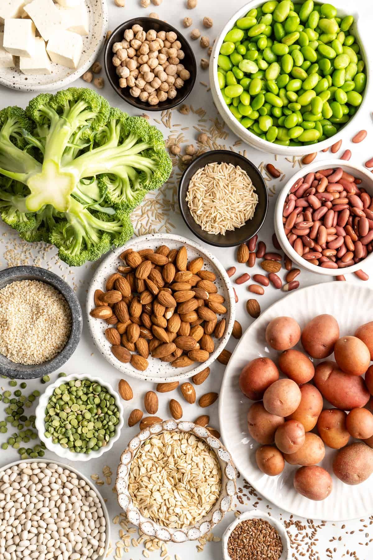 Vegetarian protein sources for fitness including tofu, beans, quinoa, lentils and Greek yogurt