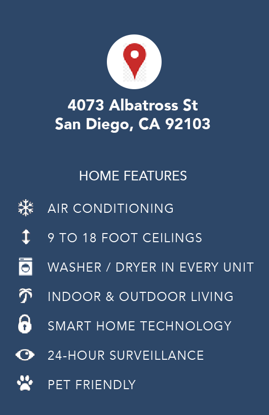 Amenities List: Air condition, 9-18 foot ceilings, washer/dryer in unit, intdoor & outdoor living, smart home technology, 24 hour surveillance, pet friendly.
