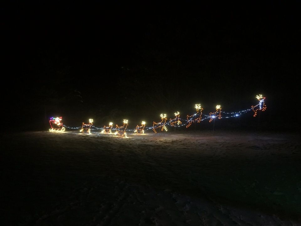 commercial christmas display santa with reindeer