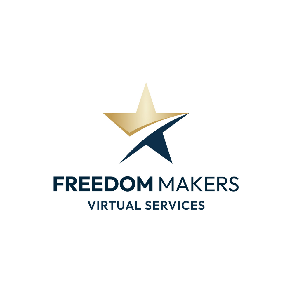 The logo for freedom makers virtual services has a star on it.
