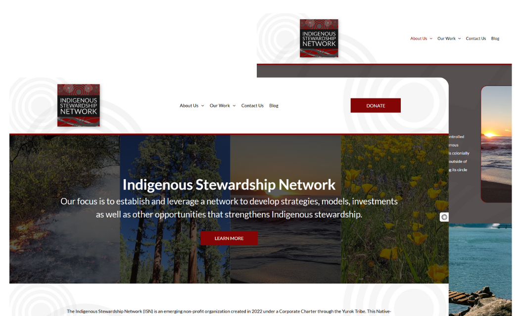 A screenshot of a website for the indigenous stewardship network.