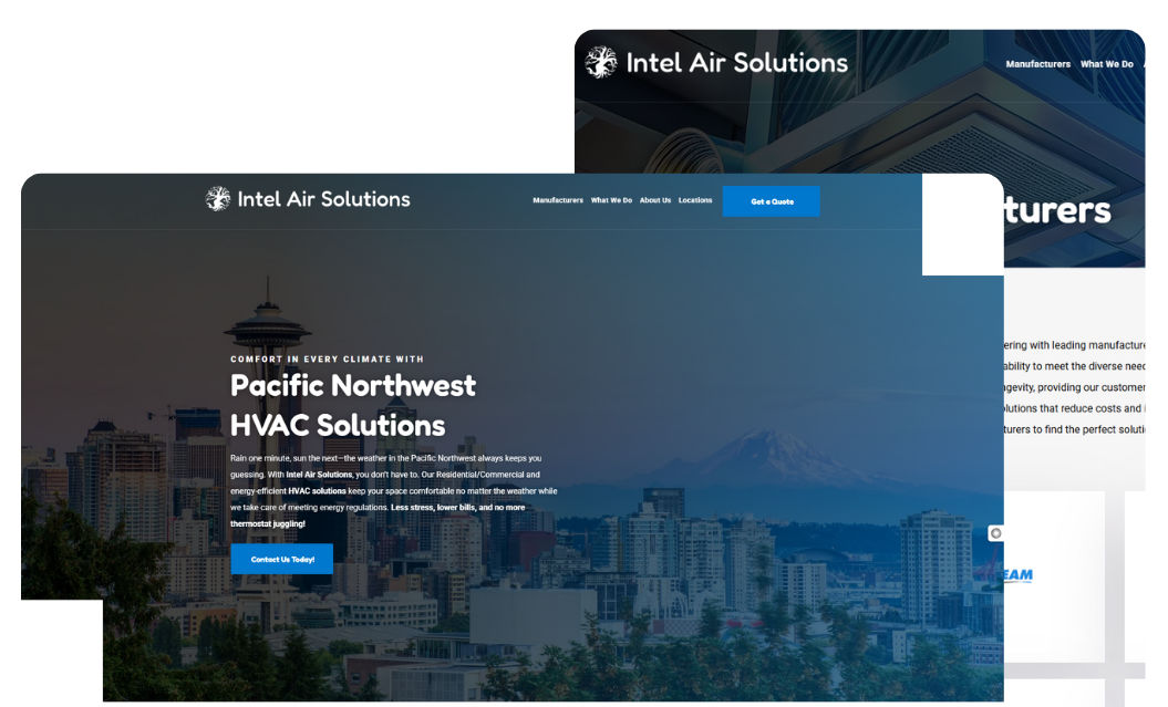A screenshot of a website for pacific northwest hvac solutions
