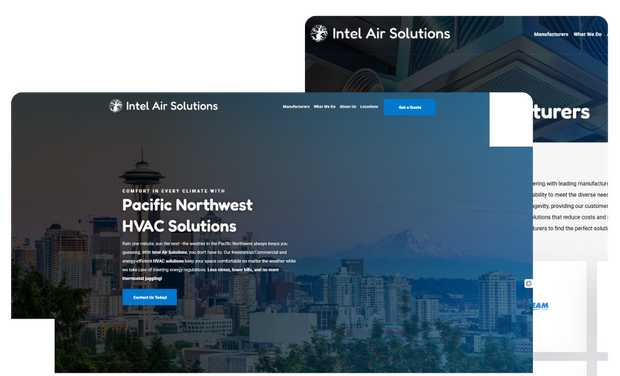 A screenshot of a website for pacific northwest hvac solutions