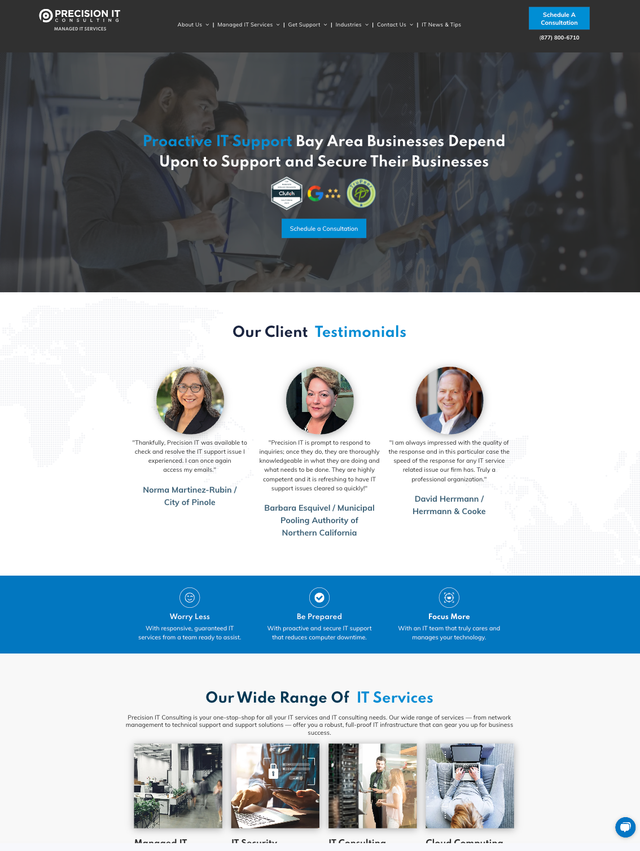 A screenshot of the homepage of a company 's website.