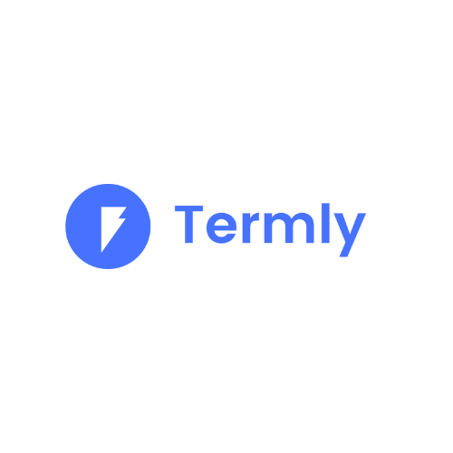 The termly logo is a blue circle with a lightning bolt in it.