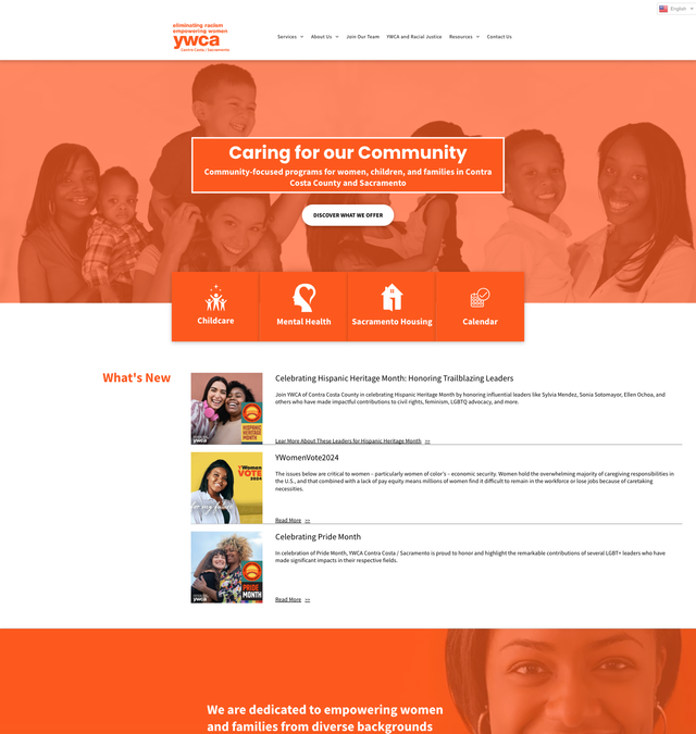 A screenshot of a website that says caring for our community
