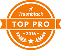 An orange Thumbtack badge that says Top Pro 2016.