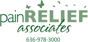 Pain Relief Associates logo with green text and butterflies.